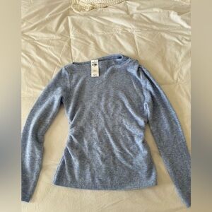 light blue abercrombie sweater ruched sides
